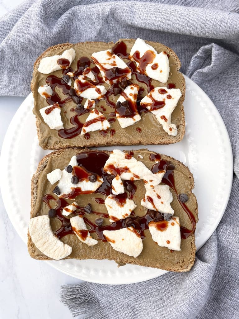 apple recipe: but butter toast with freeze dried apples